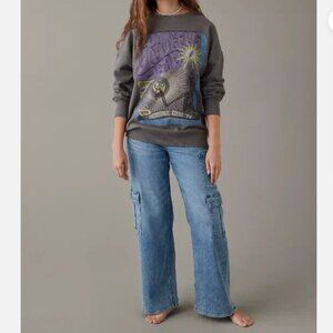 American Eagle Outfitters Gray XS Grateful Dead Graphic Oversized Sweatshirt EUC